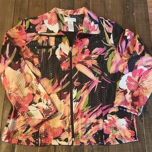 Drapers & Damons Petites Tropical Shimmer Zip Up Vintage Blazer